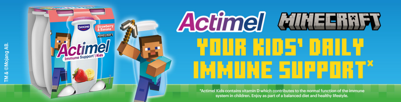 Actimel Minecraft collectible bottles promotion